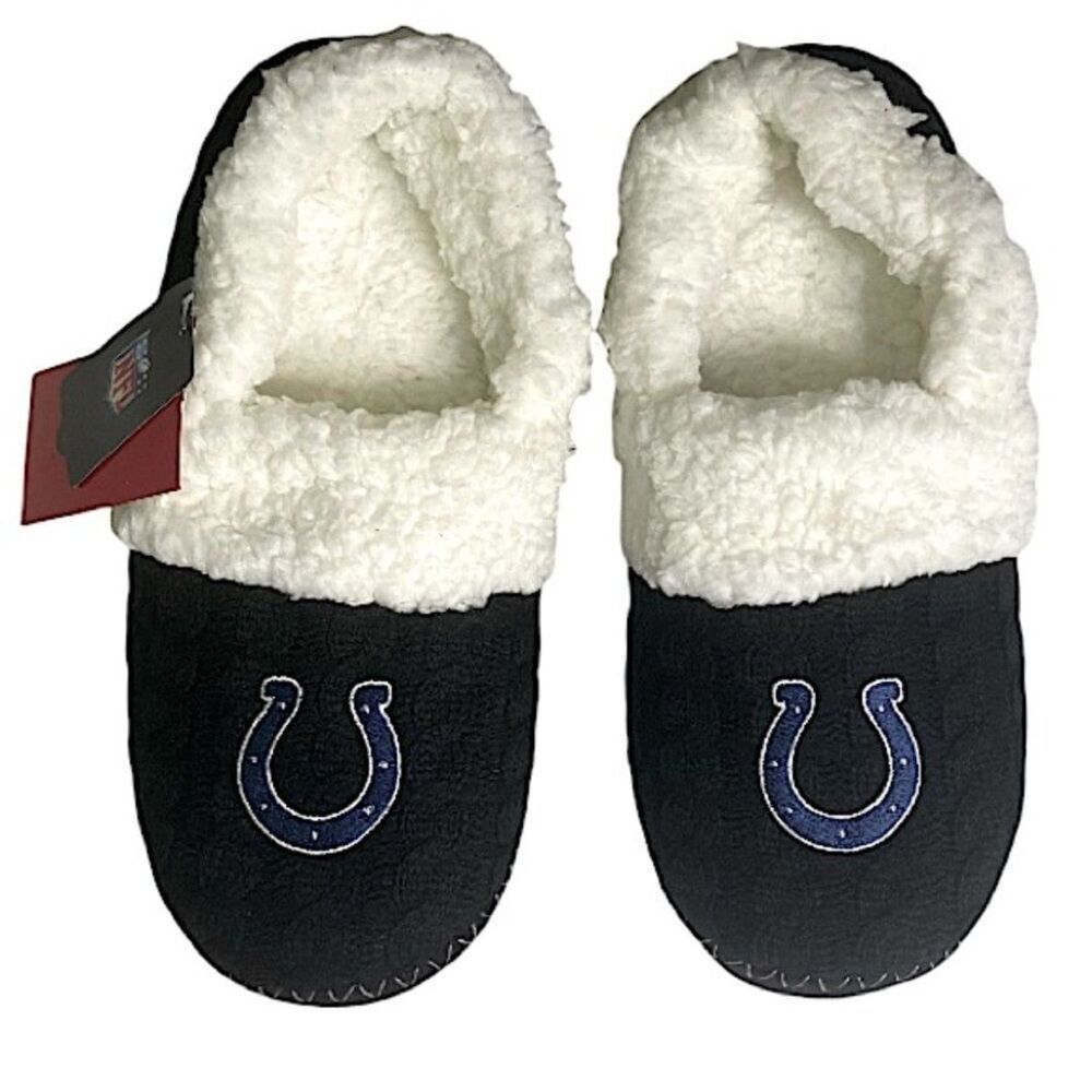 Indianapolis Colts Slippers Women XL 11-12 Moccasin Plush Football Core